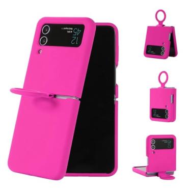 Imagem de Dpofirs Capa para z Flip 3 5g 2021, Capa de Telefone Slim Fit para z Flip3, Protetora de Telefone (Rosa Vermelha)