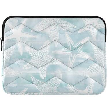 Imagem de Capa para laptop azul estrela do mar aquarela ciano acolchoado universal 13-14 polegadas acessórios de computador para MacBook Pro 14 polegadas capa