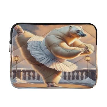 Imagem de Bolsa de trabalho para laptop Cheerful Otter Fox Brown, bolsas de laptop de 33 a 13,3 polegadas para homens, pasta de laptop média para mulheres, graciosa dança do urso polar, marrom, G
