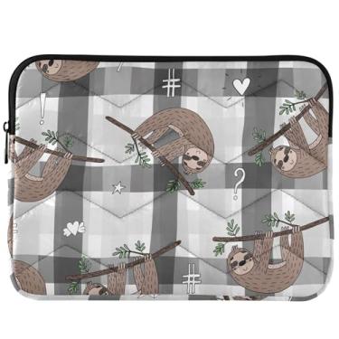 Imagem de Capa para laptop cinza xadrez marrom preguiça inchada para MacBook Air 13 polegadas capa para notebook capa para notebook universal 13-14 polegadas