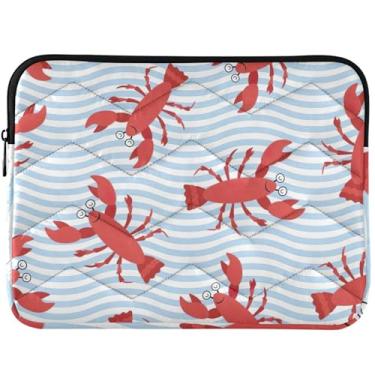 Imagem de Capa protetora fofa para laptop com listras onduladas de lagosta de desenho animado capa protetora moderna para notebook universal 13/14