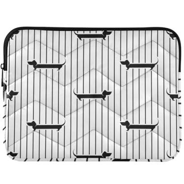 Imagem de Capa para notebook personalizada Dachshund Dog preto branco capa para notebook universal 13-14 polegadas capa para laptop para MacBook Pro 14 capa