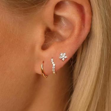 Imagem de Brinco feminino, pulseira de ouro de camada delicada empilhável para mulheres, joias da moda | Presente de festa, banhado a ouro 14K, standard, Latão, Sem pedra preciosa