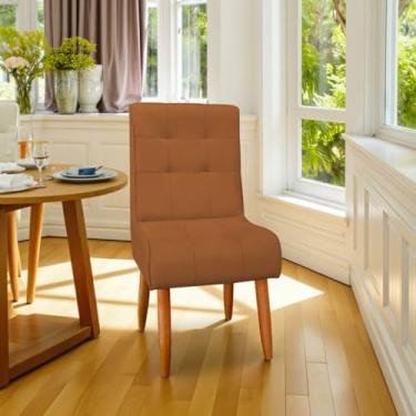 Imagem de Cadeira de Jantar com Encosto Alto de Suede - Estilosa para Sala, Mesa de Jantar e Cozinha, Confortável e Durável (Terracota)