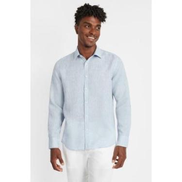 Imagem de Camisa Manga Longa Slim Linho Irlandês Azul Celeste-Masculino