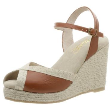 Imagem de Natural Comfort Sandália anabela feminina XX3, Lea conhaque, 10 M