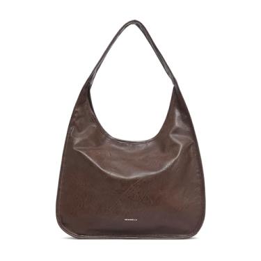 Imagem de NEWBELLA Bolsa Hobo feminina - Bolsa de ombro e bolsa de mão de couro sintético, bolsa de trabalho espaçosa para viagens e uso diário, Café