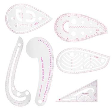 Imagem de Cuofyunl 6 peças régua curva multifuncional de plástico varia forma de costura, classificação, ferramenta de designs de roupas