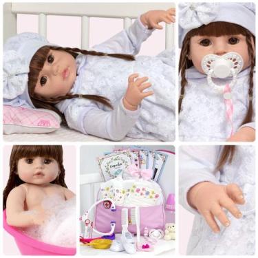 Imagem de Bebe Reborn Realista Menina Linda 46cm Enxoval Luxo Completo - Cegonha