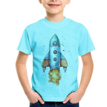 Imagem de Camiseta Infantil Foguete - Foca na Moda, Azul claro, 8