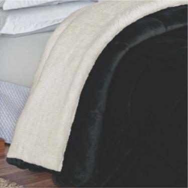 Imagem de Edredom Coberdron Solteiro Versátil Sherpa Toque Lã Carneiro - Marinho