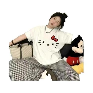 Imagem de Camiseta De Algodão Casual De Verão Com Estampa Da Hello Kitty, Decote