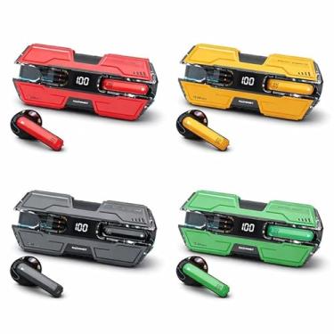 Imagem de Fone Gamer Bluetooth GM20 TWS Baixa Latência – Design Nave Espacial, Som Hi-Fi 360°, Microfone HD e Estojo Power Bank (Bluetooth 5.3) (Cor Amarelo) (Aleatório)