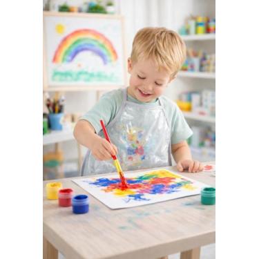 Imagem de Avental Escolar Infantil Educativo Transparente Plastico com Vies - Ge