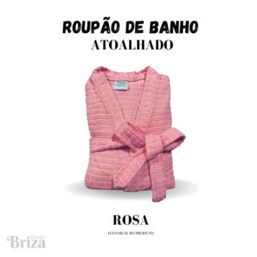 Imagem de Roupão de Banho Briza Atoalhado Feminino Adulto 100% Algodão Manga Cur