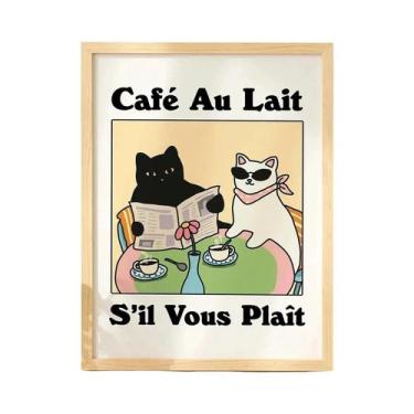 Imagem de Arte De Parede Em Lona Kawaii Com Gato Lavando as Patas Para Banheiro,