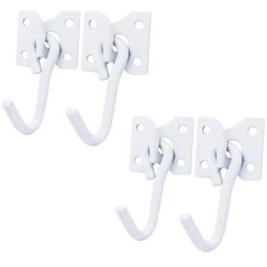 Imagem de 4un (2 pares) Gancho De Rede Balanço até 250kg Armador Aço Reforçado Com 16 Parafusos E 16 Buchas(Branco)