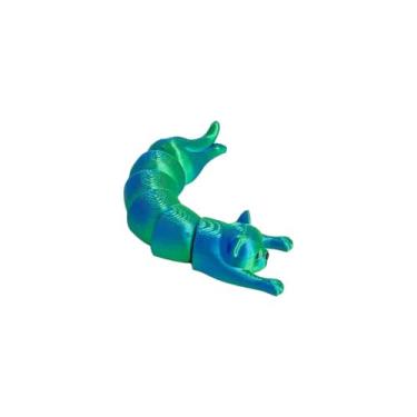 Imagem de Estatueta colecionável de gato preguiçoso verde gradiente impresso em 3D para decoração de escritório em casa, mesa executiva para coleção