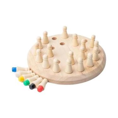 Imagem de Jogo De Memória Colorido De Madeira Com Tabuleiro De Xadrez, Brinquedo