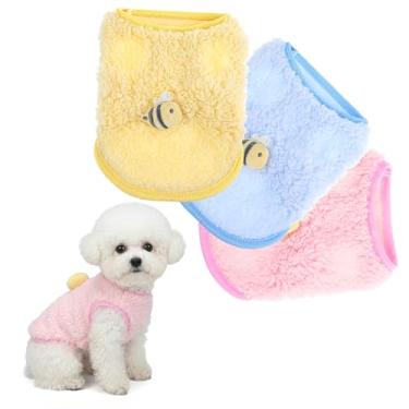 Imagem de Molain Pacote com 3 Xícaras de Chá para Chihuahua Yorkie, Roupas de Gatinho Estampa de Abelha, Roupas de Inverno Quente de Lã para Cachorros para Animais de Estimação, Suéter para Mini Recém-Nascidos