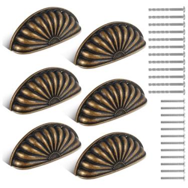 Imagem de MABCIRY Puxador de armário dourado, puxadores de gaveta de copos resistentes, puxador de gaveta de copo compacto, puxador elegante para armário de copos, alça decorativa para móveis domésticos (Bronze