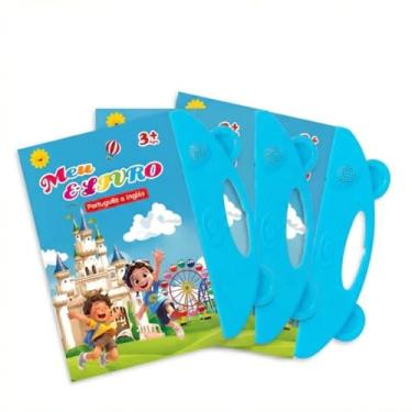 Imagem de Livro Infantil Bilíngue Português Inglês Interativo Som Educativo Aprendizagem Precoce Brinquedo Montessori Menino Menina (Azul)