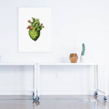 Imagem de Quadro Decorativo Coração De Cacto 45x34cm