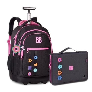 Imagem de Kit Mochila Carrinho com Estojo Fichário Grande Rebecca Bonbon-Feminino
