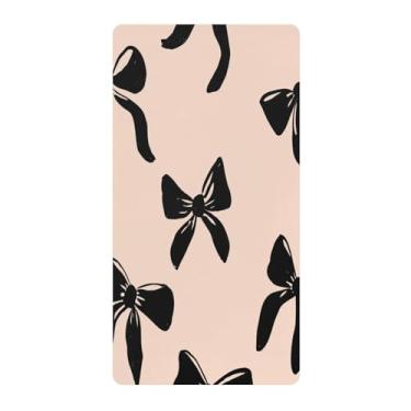 Imagem de Blueangle Lençol de berço padrão para berço infantil - Lençóis de algodão macio e respirável com laço preto (300)