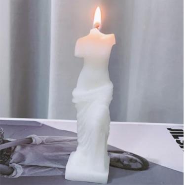 Imagem de Velas perfumadas de estátua de Vênus, vela decorativa de cera de soja para mesa, presente de aniversário, velas para casa perfumadas para meditação, alívio de estresse, humor, 2 peças