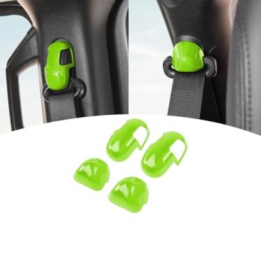 Imagem de PDKLIN Capa de acabamento de cinto de segurança verde para Jeep Wrangler JL JLU 2018+ para Gladiator JT 2020-Present ABS Acessórios interiores 4 peças