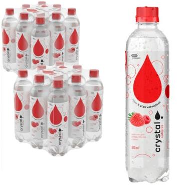 Imagem de Kit 24 Água com Gás Sabor Frutas Vermelhas Crystal 510ml | Água Mineral Gaseificada Saborizada | Refrescante, Sem Açúcar, Zero Calorias
