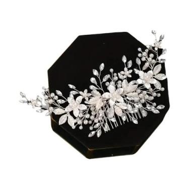 Imagem de Tiara De Pérolas E Cristais Feita À Mão Para Mulheres, Joia De Cabelo 