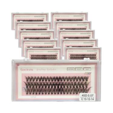 Imagem de Cílios Postiços Naturais 40D Curvatura C 0.07mm Mix 10-12-14mm NESURA 