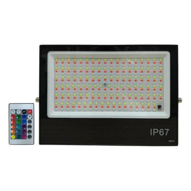 Imagem de Refletor Led Slim 400W 16 Cores Rgb + Controle Ip67 - Preto