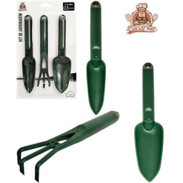 Imagem de Kit Jardim 2 Pas + Garfo Ancinho / Rastelo Cabo Plastico - Bons Cheff