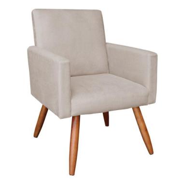 Imagem de Poltrona Larissa Pés Palito Castanho D'Rossi - DRossi, Bege