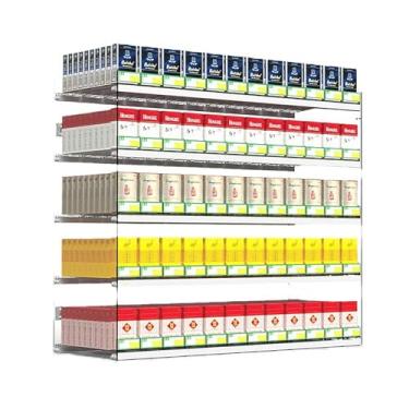 Imagem de Prateleiras de acrílico para exibição de cigarros, suporte de parede e suporte de mesa, rack transparente de supermercado, empurrador de cigarro automotivo, 49,5 x 28,4 x 98 cm