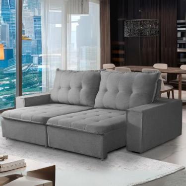 Imagem de Sofá Retrátil Reclinável Angra 2,10m Linho Star Confort, Cinza