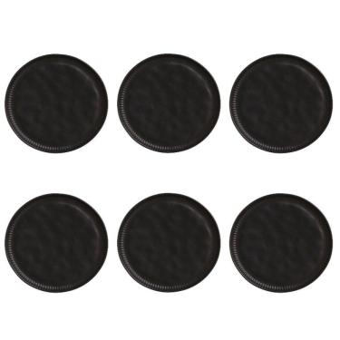 Imagem de Conjunto De Pratos Rasos 06 Peças Linhas Preto Matte Porto Brasil