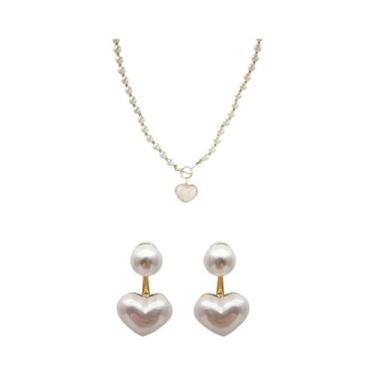 Imagem de Colar Feminino Elegante Com Pingente De Coração De Pérola, Pérolas De 