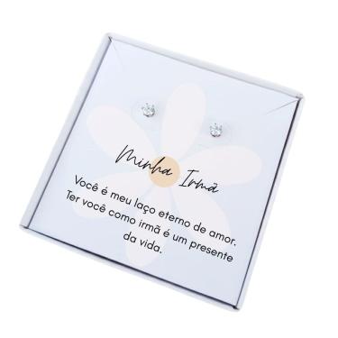 Imagem de Brinco ponto de luz aço - Caixa presente com frase Irmã