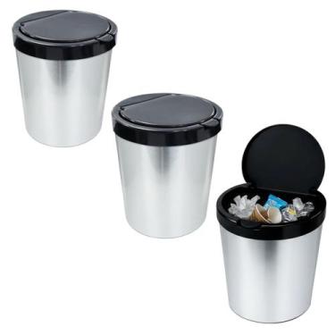 Imagem de Kit 3 Lixeiras Para Escritório 10 Litros Inox Com Tampa - Arqplast