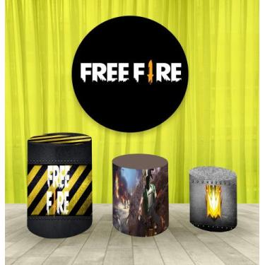 Imagem de Painel Redondo 1,50m E Trio Capa De Cilindro Free Fire Mod.3 - Fantasi