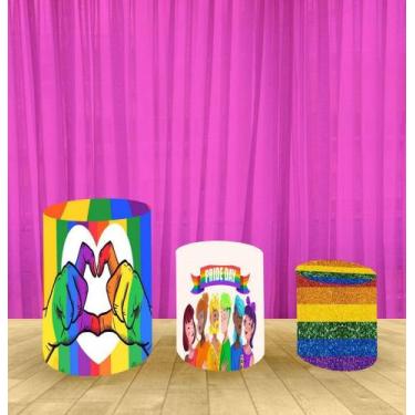 Imagem de Capa Para Trio De Mesas Cilindro LGBT Kit 3 Capas - Fantasia Bras