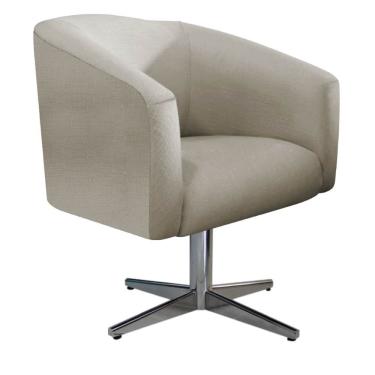 Imagem de Poltrona Luiza Base Giratória De Metal Linho Bege