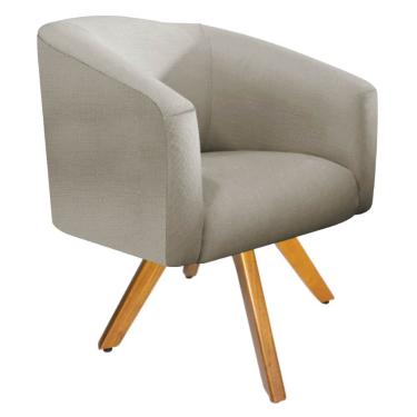 Imagem de Poltrona Luiza Giratória De Madeira Linho Bege Doce Sonho