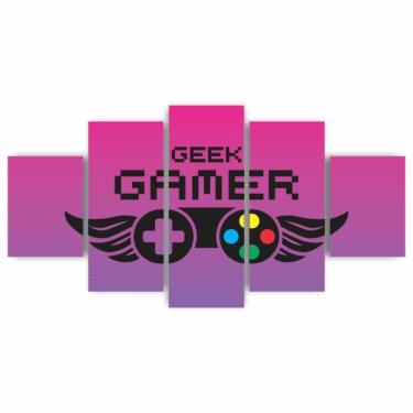 Imagem de Kit Quadros Decorativos Mdf Gamer Geek Controle Roxa