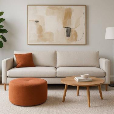 Imagem de Puff Orgânico para Sala de Estar 100cm Linho Rita Terracota