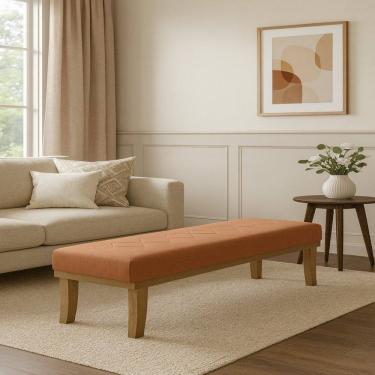 Imagem de Puff para Sala de Estar 100cm Linho Theo Terracota